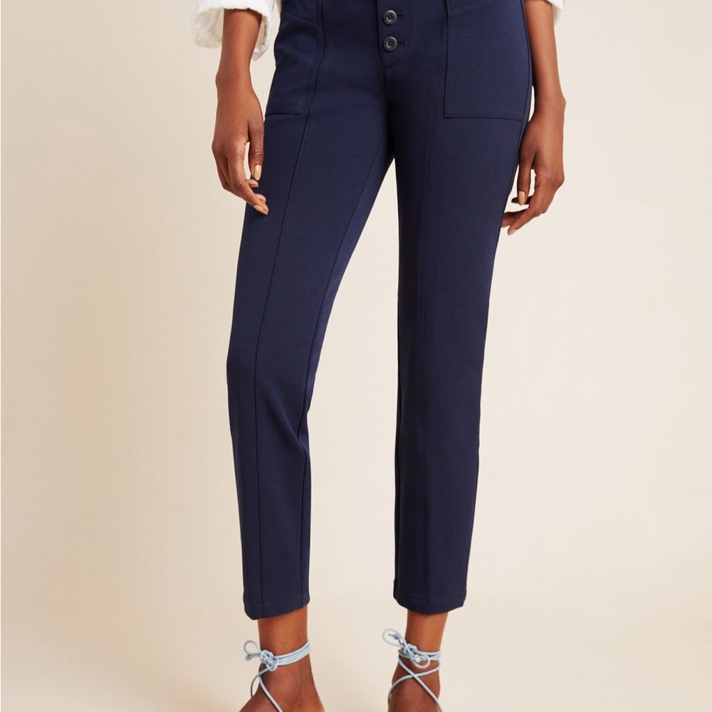 Anthropologist Stylish Navy Blue High-Waisted Pants